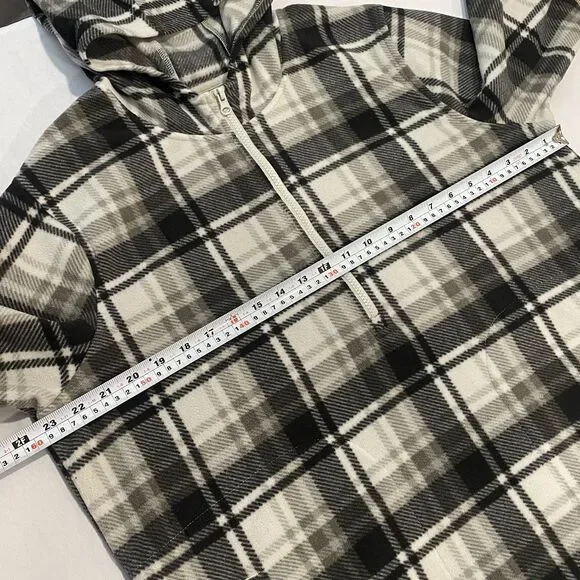 ~ O'Neill XL Fleece Jacket Black Gray Plaid Hoodie Pockets Half Zip Unisex - Picture 7 of 12